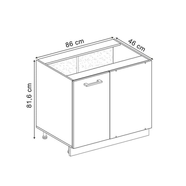 Hörnmöbel R-Line, 86cm PT Marmor, Ädel grå, Antracit, Vicco