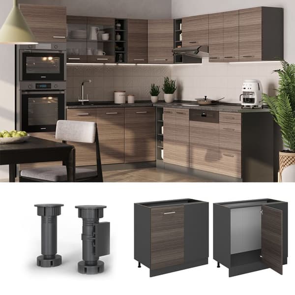 Hörnmöbel R-Line, 86cm PT Marmor, Ädel grå, Antracit, Vicco