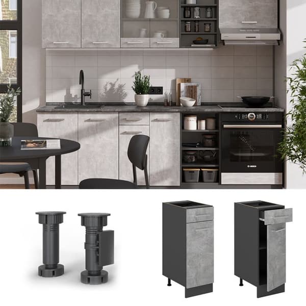 Köksmöbel R-Line, 30cm, PT Antracit, Betong, Antracit, Vicco