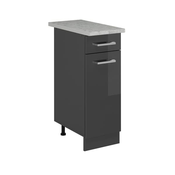 Köksmöbel R-Line, 30cm PT Marmor, Antracit Högblanka, Antracit, Vicco