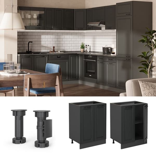 Köksunderskåp R-Line, 60cm, PT Ek, Anthracite kampanj, Anthracite, Vicco