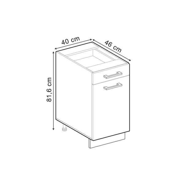Köksmöbel R-Line, 40cm utan PT, Antracit landsbygd, Antracit, Vicco