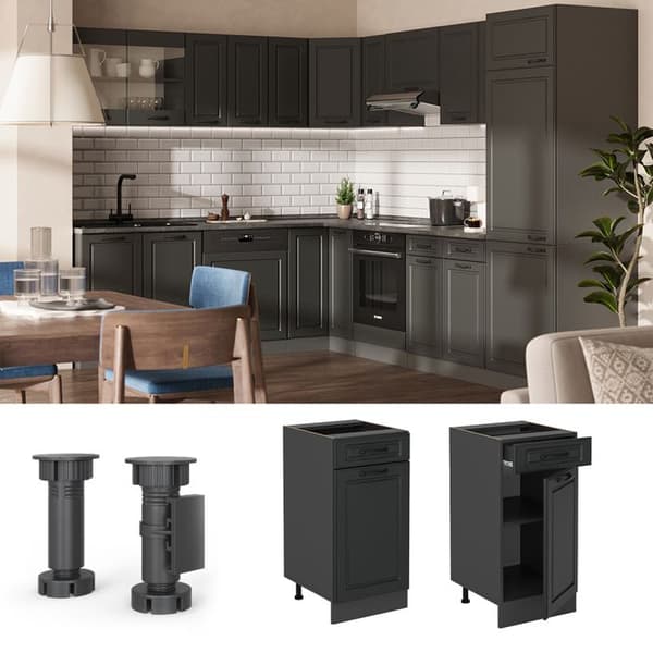 Köksmöbel R-Line, 40cm utan PT, Antracit landsbygd, Antracit, Vicco
