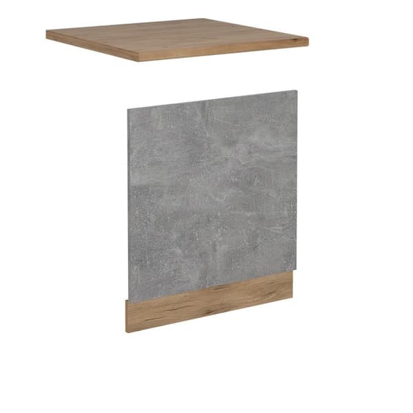 Diskret dörr till diskmaskin R-Line, 60cm, PT Ek, Betong, Gyllene ek, Vicco