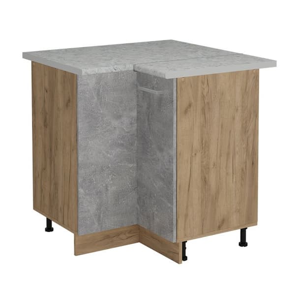 Vinkelmöbel R-Line, 75.6cm PT Marmor, Betong, Guldådrad ek, Vicco