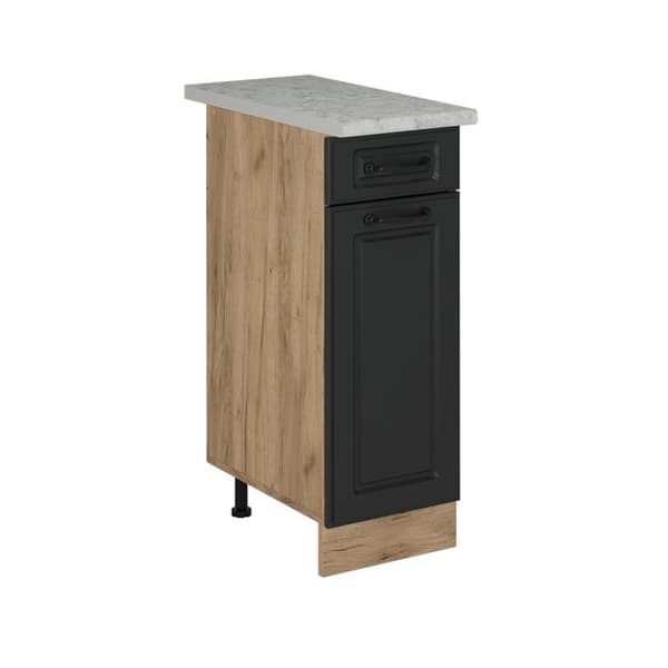Köksmöbel R-Line, 30cm PT Marmor, Antracit lantligt, Gyllene ek, Vicco
