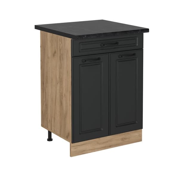 Kök möbel R-Line, 60cm med låda, PT Antracit, Antracit landsbygd, Guld ek, Vicco