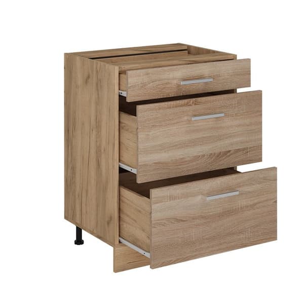 Köksmöbel R-Line, 60 cm med lådor, utan PT, Sonoma, Guld ek, Vicco