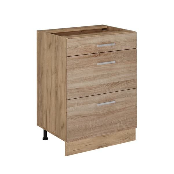 Köksmöbel R-Line, 60 cm med lådor, utan PT, Sonoma, Guld ek, Vicco