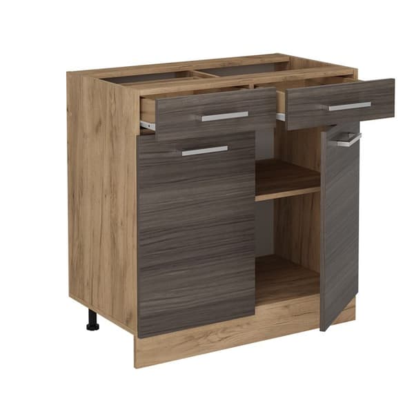 Köksmöbel R-Line, 80 cm utan PT, Ädel grå, Guld ek, Vicco