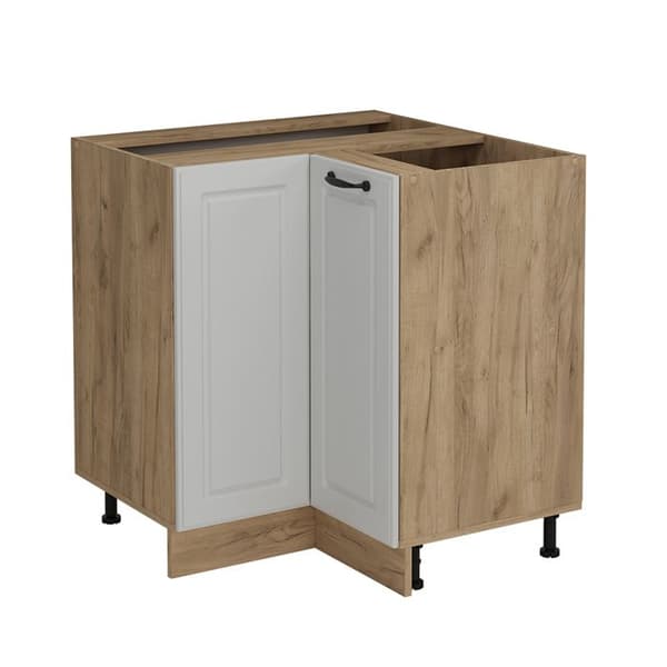Hörnbord R-Line, 75,6cm utan PT, Vit lantlig, Gyllene ek, Vicco