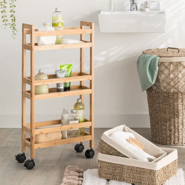 Rullvagn - Bambu - 3 nivåer - Trälook - DIY Montering - Klassiskt kök