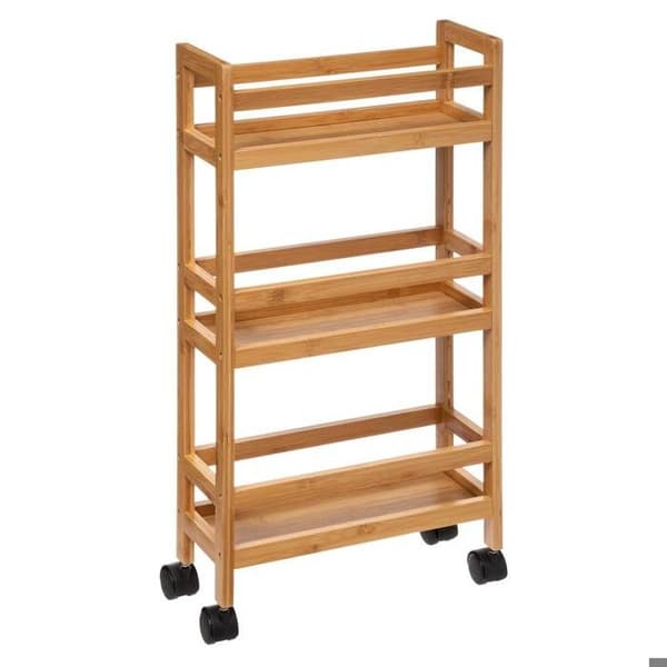 Rullvagn - Bambu - 3 nivåer - Trälook - DIY Montering - Klassiskt kök