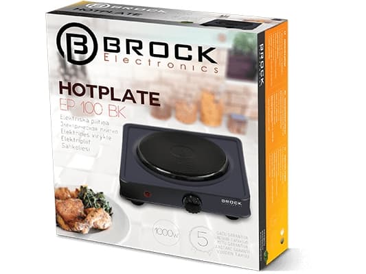 Brock Electronics EP 100 BK, Musta, Pöytämalli, 1 alue(tta), 1 alue(tta), Pyöreä, Sähkö