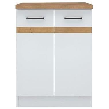 JUNONA Köksunderdel 60 cm - 2 luckor - Bänkskiva - Blank vit