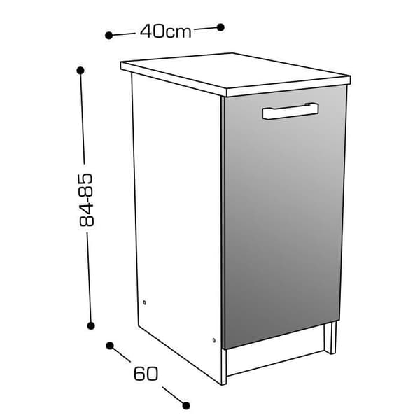 START Köksunderdel L 40 cm - Blank vit