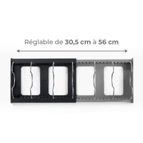 Kökorganisator - Joseph Joseph - DrawerStore™ - Utvidbar 30,5 till 56 cm - 7 avdelare - Grå