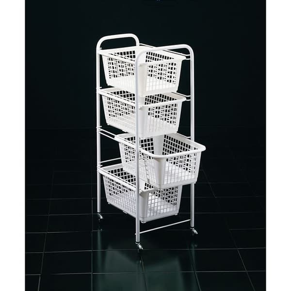 Skjutbara korgar - METALTEX - San Diego - 4 lådor - Vit - Metall - Med hjul