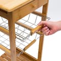 Miniatyrbild 3 av 6: Relaxdays JAMES Bamboo Trolley med 4 hjul Bricka Låda Kökshyllor HxBxD: 80,5 x 37 x 37 cm, Natural