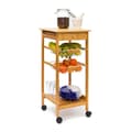 Miniatyrbild 1 av 6: Relaxdays JAMES Bamboo Trolley med 4 hjul Bricka Låda Kökshyllor HxBxD: 80,5 x 37 x 37 cm, Natural
