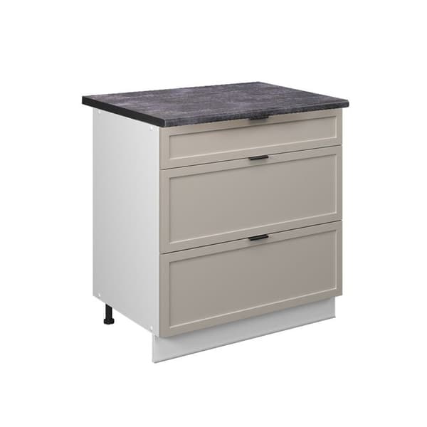Köksmöbel Fame-Line, 80 cm med 3 lådor, PT Antracit, Gråbeige, Vit, Vicco