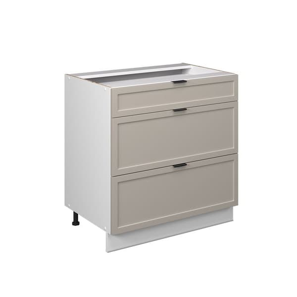 Köksmöbel Fame-Line, 80 cm med 3 lådor, utan PT, GråBeige, Vit, Vicco