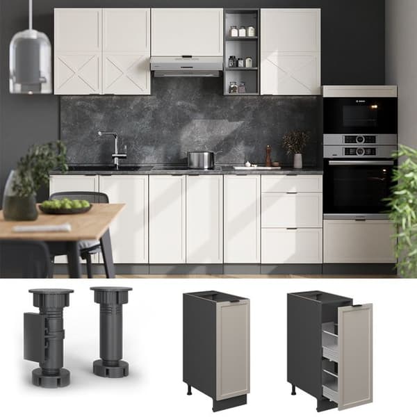 Köksmöbel Fame-Line, 30cm, PT Ek, GråBeige, Antracit, Vicco