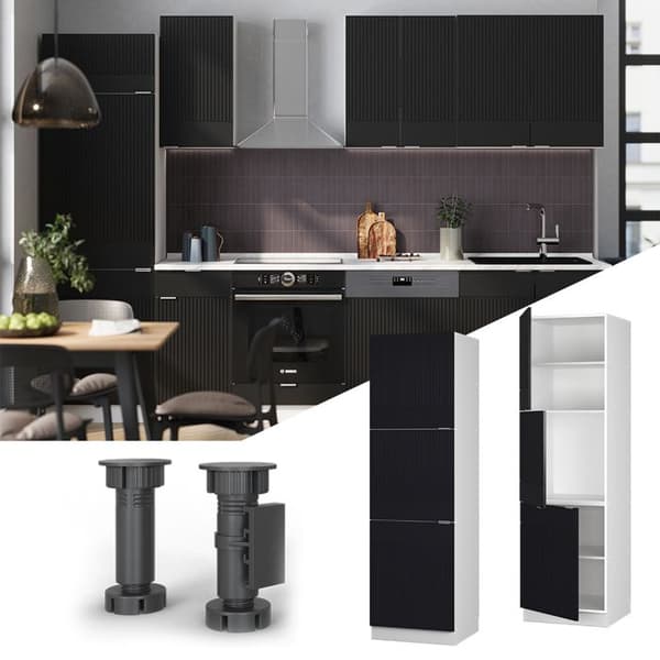 Meuble för ugn Fame-Line, 60cm, Svart randig, Vit, Vicco