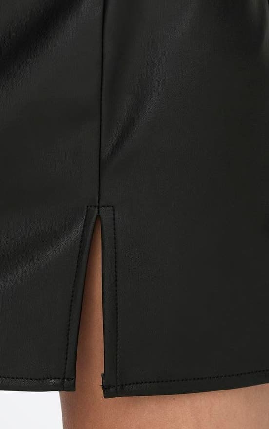 Only - onlLeni Faux Leather Slit Skirt