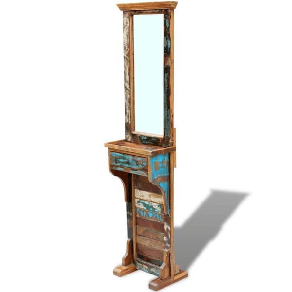 vidaXL Hallspegel massivt återvunnet trä 47x23x180 cm