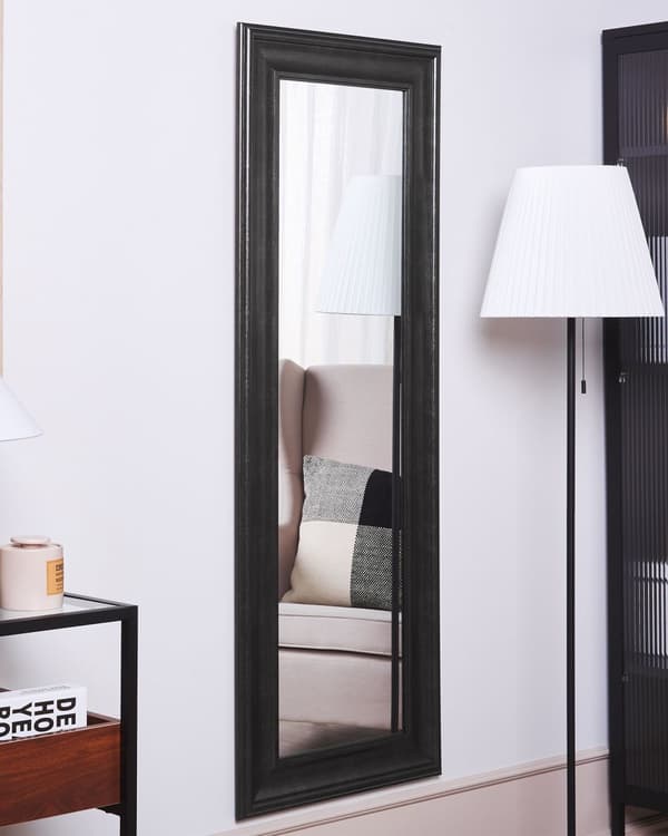 Hängande Väggspegel Svart 51 x 141 cm Syntetiskt Material Skandinavisk Inspiration Minimalistisk Stil