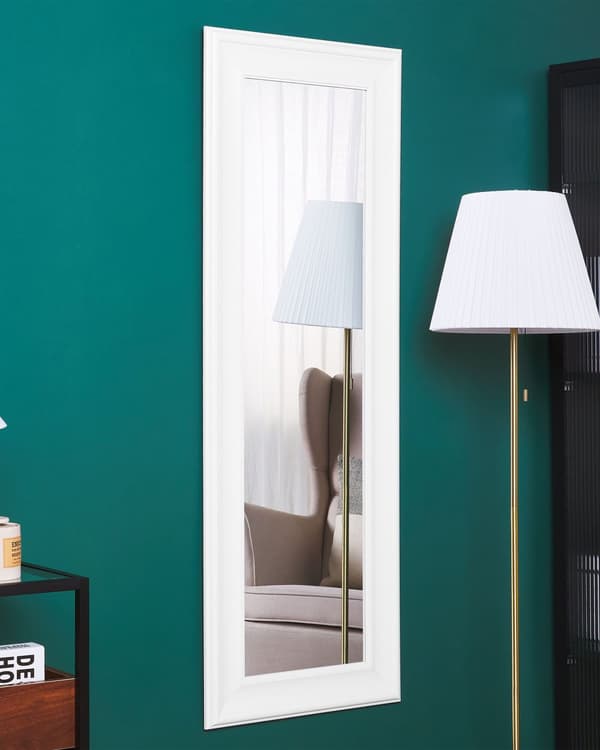 Hängande Väggspegel Vit 51 x 141 cm Syntetiskt Material Skandinavisk Inspiration Minimalistisk Stil