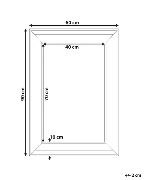 Seinäpeili valkoinen 60 x 90 cm muovi lasi suorakulmio takana koukut laminoitu