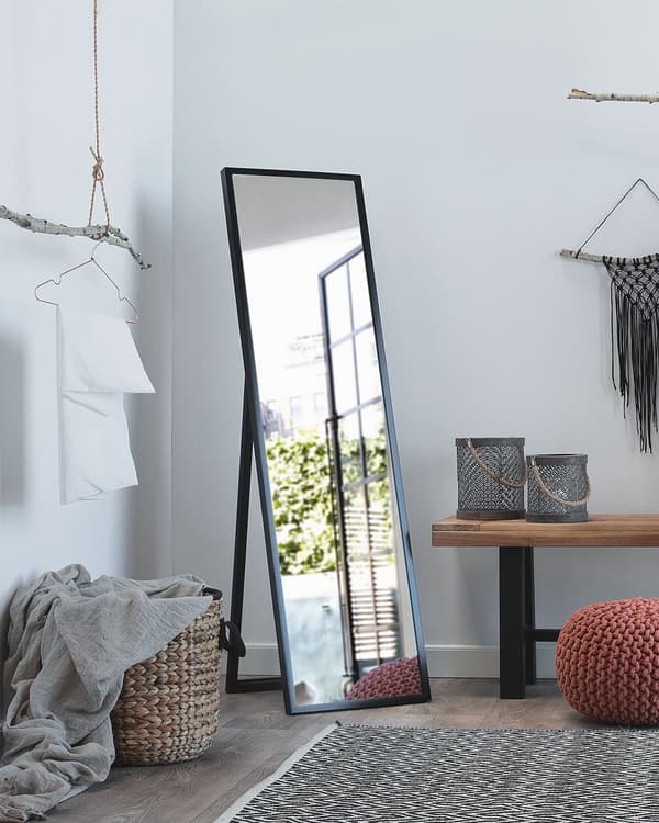 Stående Golvspegel Svart Rektangulär 40 x 140 cm