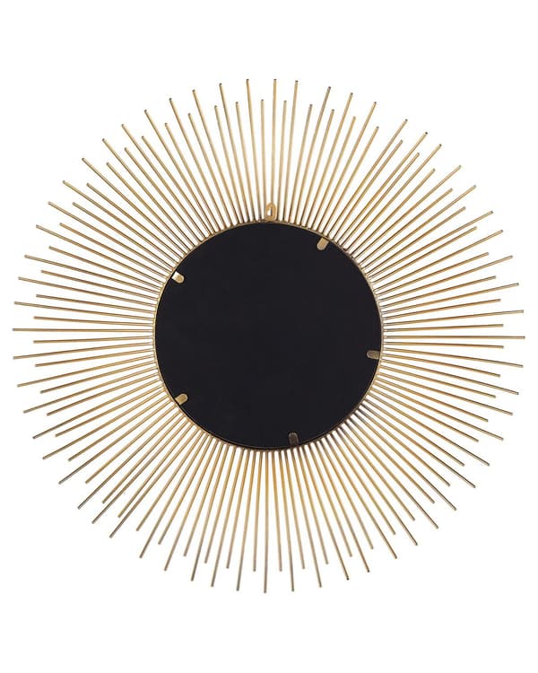 Väggmonterad Hängande Spegel Guld 80 cm Rund Solstråle Sol Form
