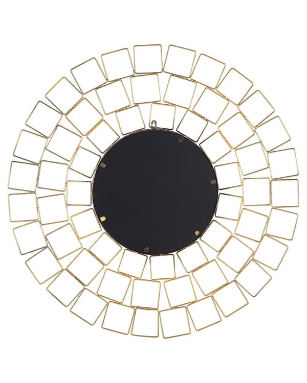 Väggmonterad Hängande Spegel Guld 90 cm Rund Vintage Hollywood