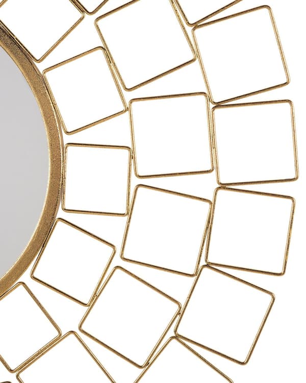 Väggmonterad Hängande Spegel Guld 90 cm Rund Vintage Hollywood