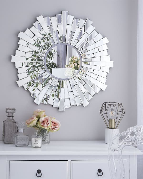 Hängande Väggspegel Silver 70 cm Rund Glans Finish