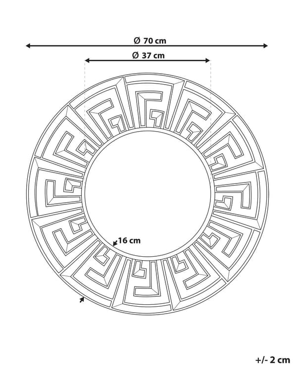 Hängande Väggspegel Guld 70 cm Rund Dekorativ Ram Geometrisk Stam Inspirerad Glans Finish