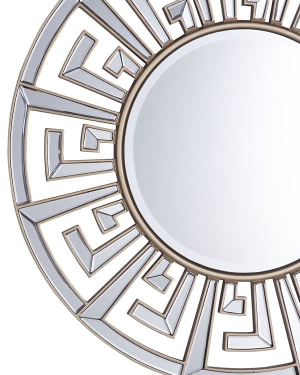 Hängande Väggspegel Guld 70 cm Rund Dekorativ Ram Geometrisk Stam Inspirerad Glans Finish