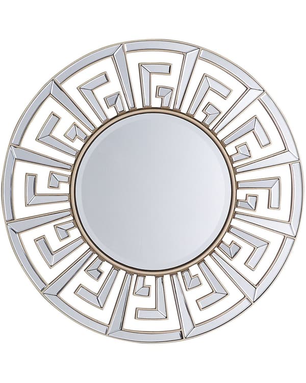 Hängande Väggspegel Guld 70 cm Rund Dekorativ Ram Geometrisk Stam Inspirerad Glans Finish