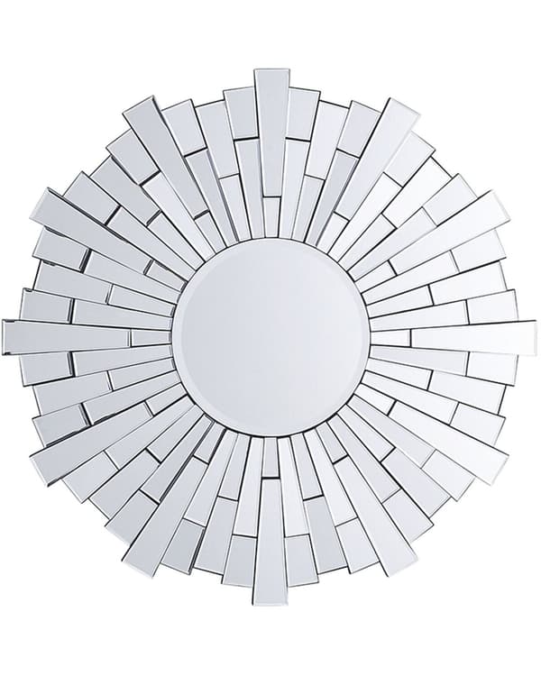 Seinäpeili hopea 70 x 70 x 2 cm MDF-levy lasi pyöreä kiiltävä ripustuskoukut glamour