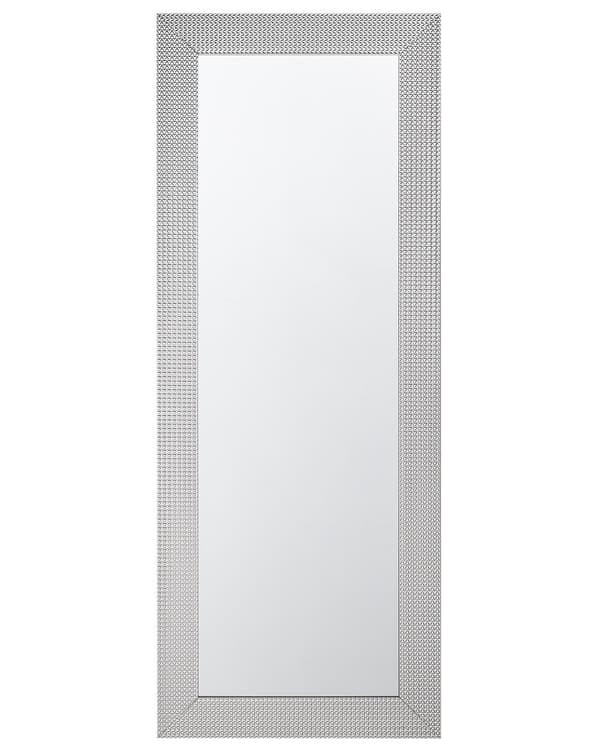 Väggmonterad Hängande Spegel Silver 50 x 130 cm Vertikal Vardagsrum Sovrum Gesso Finish
