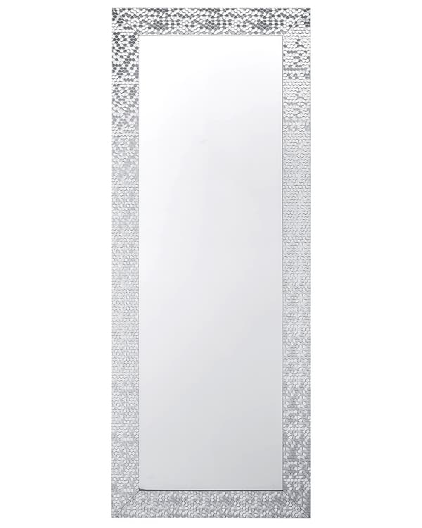 Hängande Väggspegel Silver 50 x 130 cm Vertikal Vardagsrum Sovrum Gesso Finish
