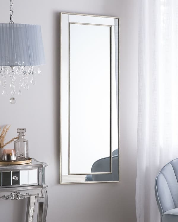 Hängande Väggspegel Silver med Guld 50 x 130 cm Vertikal Minimalistisk Konst Sovrum Vardagsrum