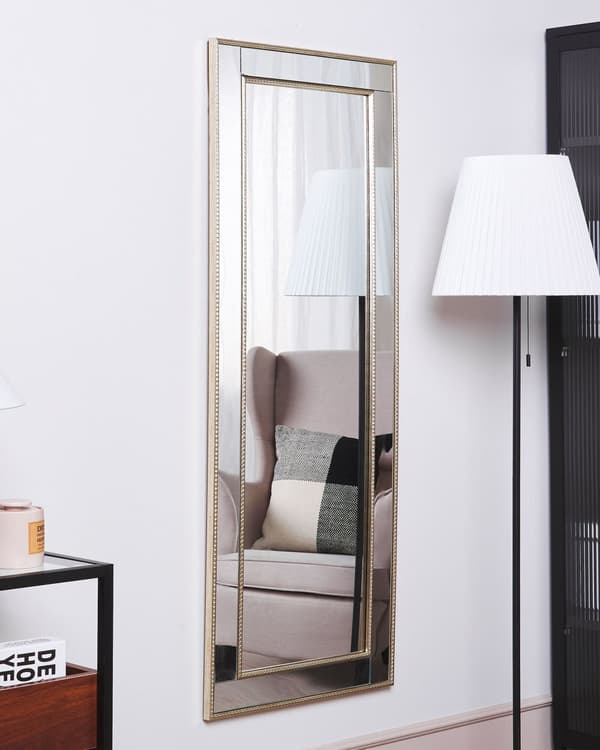 Hängande Väggspegel Silver med Guld 50 x 130 cm Vertikal Minimalistisk Konst Sovrum Vardagsrum