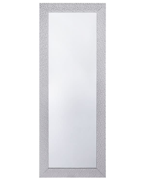 Väggmonterad Hängande Spegel Silver 50 x 130 cm Vertikal Vardagsrum Gesso Finish