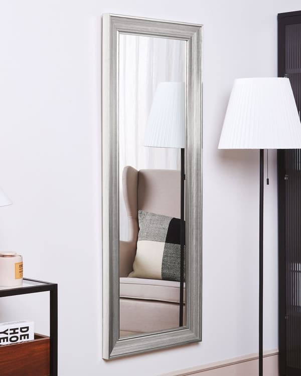 Hängande Väggspegel Silver 50 x 130 cm Vertikal Vardagsrum Sovrum Gesso Finish