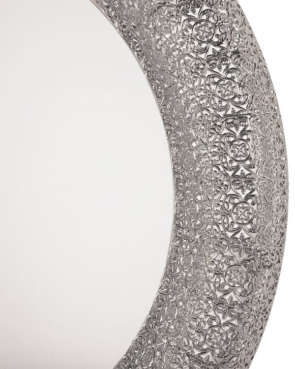 Seinäpeili hopea 80 x 80 x 5 cm metalli lasi pyöreä ripustuskoukut glamour retro
