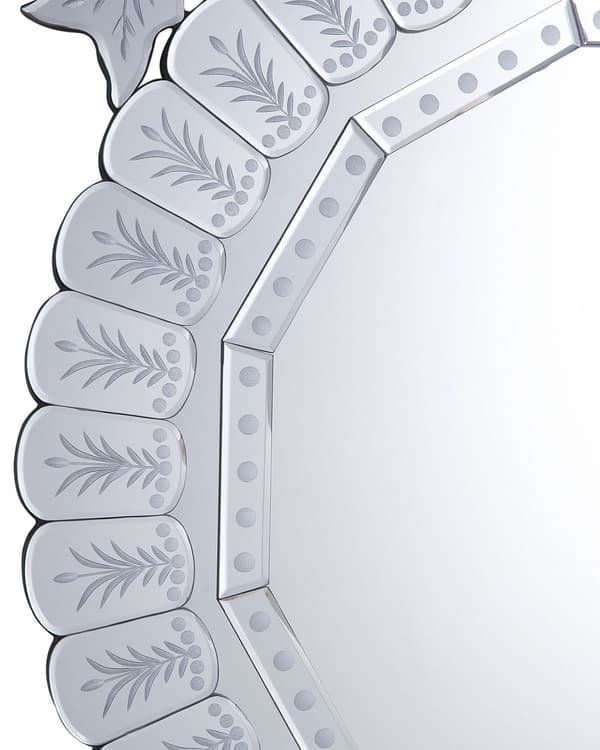 Vægspejl Sølv Blank MDF og Glas 70x100 cm Dekorativt Stort Rundt Royal Prinsesse Design Pigeværelse Entré Venetiansk Glamour stil Indretning